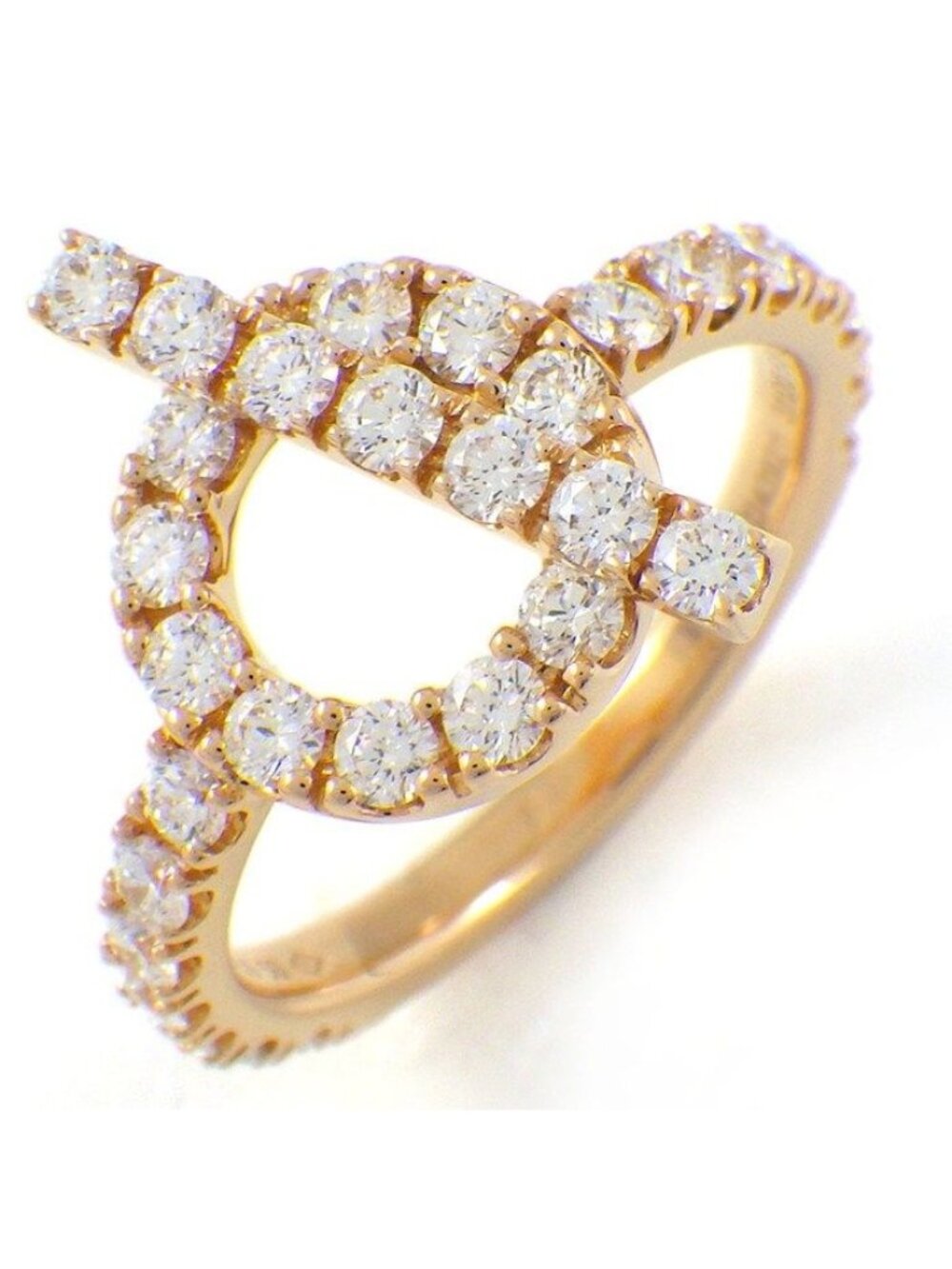 Hermes Ring Fitness Toggle Motif Half Circle Points Diamond PG